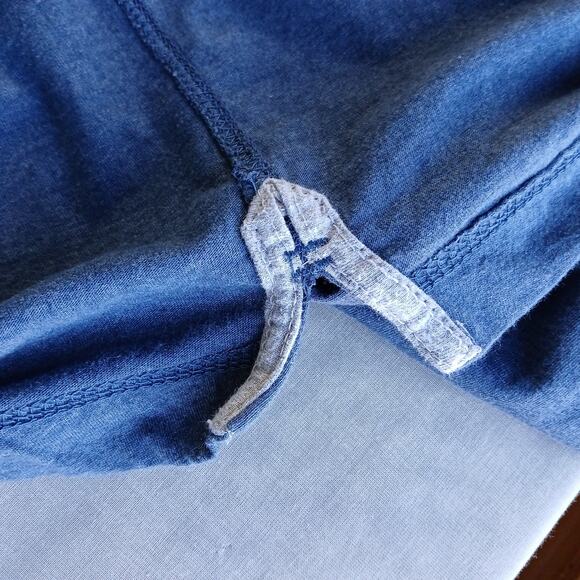 Michael Morgan Blue Henley T-Shirt Medium long sleeve tee cotton blend grey trim - Picture 8 of 14